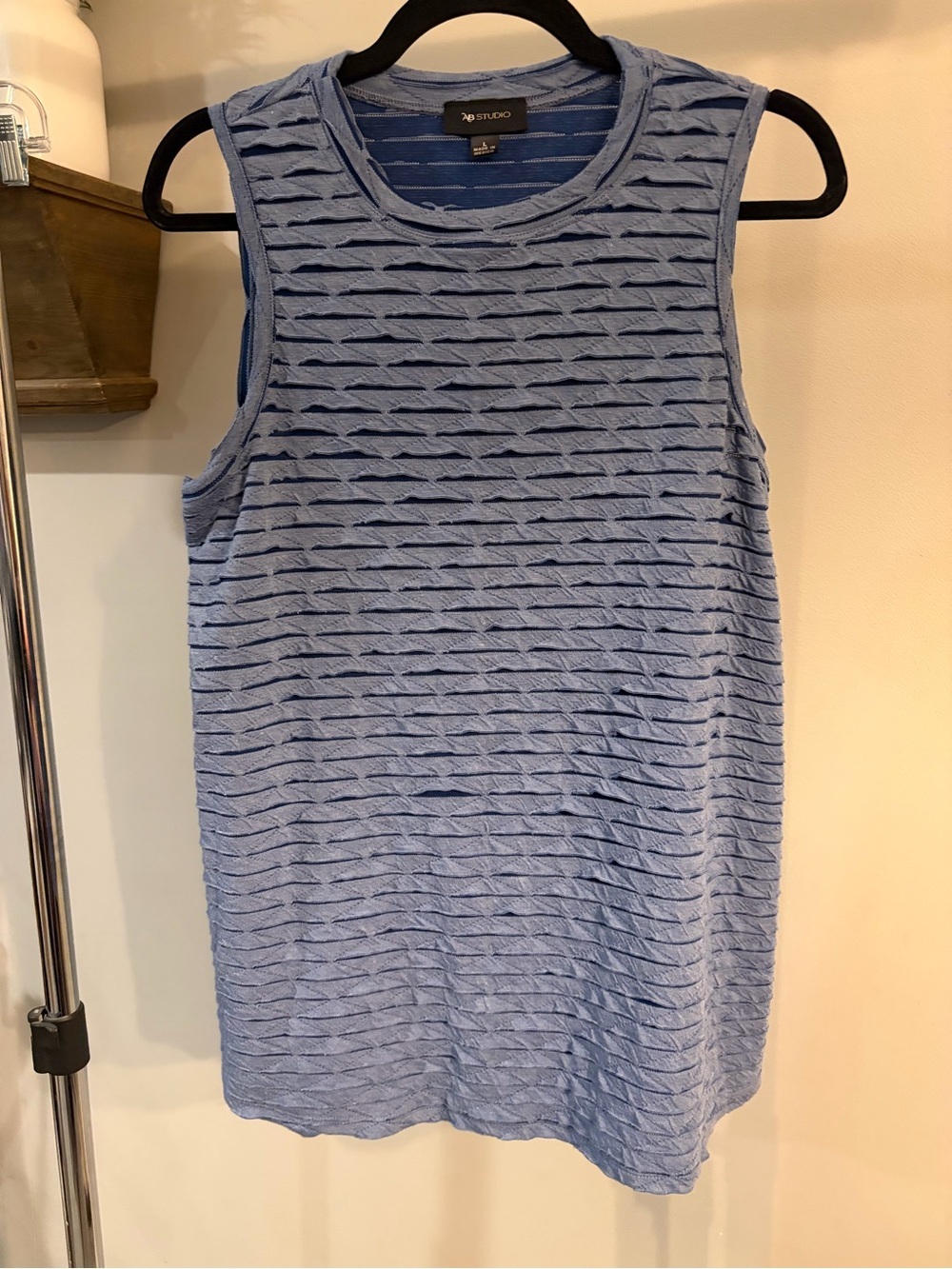 AB Studio Light Blue Textured Short Sleeve Top womens size large